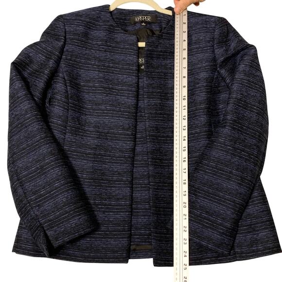 Kasper 2 Piece Womens Sleeveless Top Matching Blazer 10 Blue Black Classy Office - Picture 5 of 12